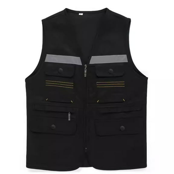 Hvyesh Plus Size Safety Vest for Men and Women Zipper Up Activity Event Waistcoat Lightweigh Work Gilet