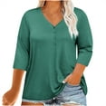 thumbnail image 1 of Hvyesh Plus Size Shirts for Women Summer Eyelet Lace Tops Puff Short Sleeve Tunics Tops Fashion V Neck Puff Sleeve T Shirts, 1 of 9