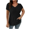 thumbnail image 1 of Hvyesh Plus Size Tops Women V Neck Tunic Shirts Casual Knit Short Sleeves T Shirts Slim Fit Solid Sweaters, 1 of 6