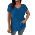 thumbnail image 1 of Hvyesh Plus Size Tops Women V Neck Tunic Shirts Casual Knit Short Sleeves T Shirts Slim Fit Solid Sweaters, 1 of 6