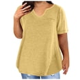 thumbnail image 1 of Hvyesh Plus Size Tops for Women 2025 Summer Casual Short Sleeve Shirts Notch V Neck Loose Fit Tunics Dressy Blouses, 1 of 6