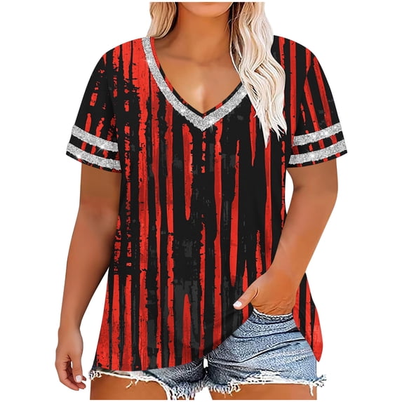 Hvyesh Plus Size Tops for Women Short Sleeve Tunic Tshirt Loose Fit Solid Color Blouse Hide Belly Tee Shirt