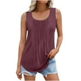 thumbnail image 1 of Hvyesh Plus Size Women Tank Tops Summer Loose Fit Casual Flowy Sleeveless Tops Ribbed Trim Scoop Neck Curved Hem Trendy T Shirt 2025, 1 of 5