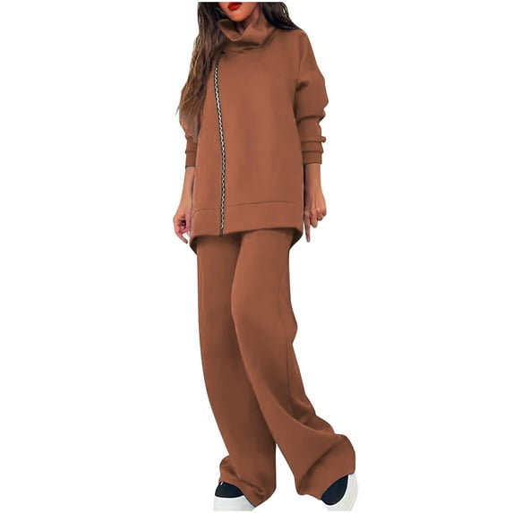 Hvyesh Plus Size Womens 2 Piece Tracksuit 2025 Long Sleeve Zip Up Sweatshirt Sweatpants Lounge Set Casual Solid Workout Sets Sweatsuits