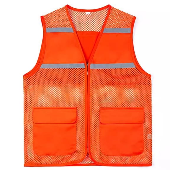 Hvyesh Plus Size Work Vest Men and Women High Visibility Mesh Safety Reflective Vest with Pockets and Zipper