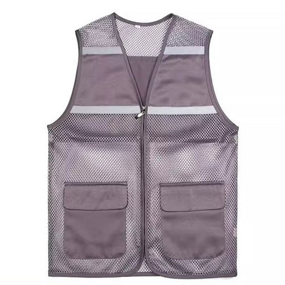 Hvyesh Plus Size Work Vest,Safety Vest for Men and Women Zipper Up Activity Event Waistcoat Lightweigh Work Gilet