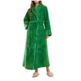 thumbnail image 1 of Hvyesh Plush Robes for Women Warm Fleece Bathrobe Winter Solid Long Bathrobe Unisex Nightgown Home Wear, 1 of 6