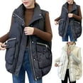 thumbnail image 1 of Hvyesh Puffer Vest for Women 2025 Trendy Sleeveless Puffer Coat Zipper Solid Padded Gilet Casual Zip Pockets Waistcoat Outdoor Hiking Jacket with Pockets, 1 of 8