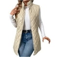 thumbnail image 1 of Hvyesh Puffer Vest for Women Lightweight Sleeveless Padded Coat 2024 Winter Warm Puffer Jacket Regular Fit Solid Waistcoat with Pockets, 1 of 9