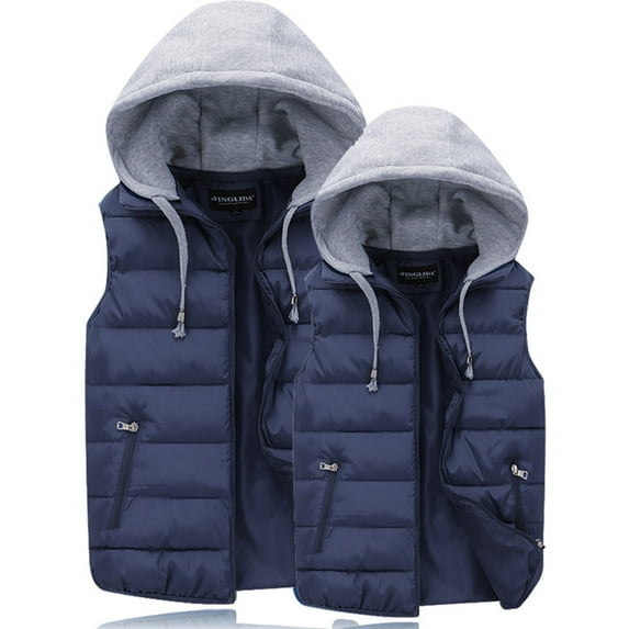 Hvyesh Puffer Vest for Women Sleeveless Padded Coat Winter Hooded Gilet Outerwear Warm Puffer Gilet Coat Lightweight Drawstring Waistcoat