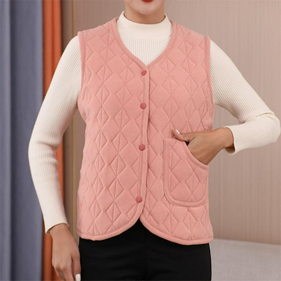 Hvyesh Quilted Vests for Women Plus Size Sleeveless Cropped Coats Lightweight Cotton Zip Up Padded Gilet 2024 Winter Thermal Gilet