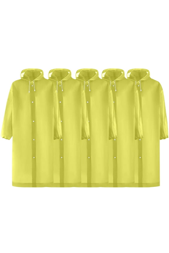 Rain Coat Poncho for Adult,Women Men Reusable Raincoats with Hood and Drawstring 5pc
