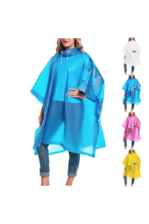 Rain Ponchos for Adults Pullover Raincoats Women Men Hood Drawstring Poncho