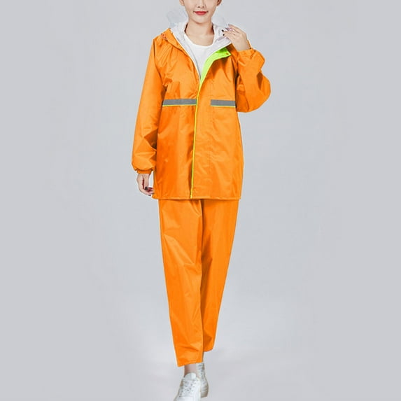 Hvyesh Rain Suits for Men Women Waterproof, Breathable Rain Coats with Eye-Catching Reflective Strip, Waterproof Rain Jacket and Trouser Suit