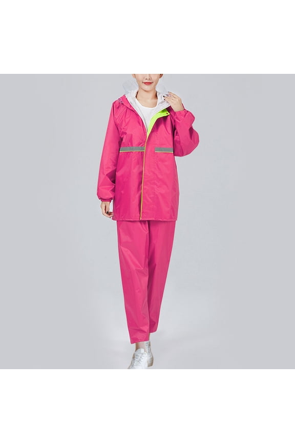 Rain Suits for Men Women Waterproof, Breathable Rain Coats with Eye-Catching Reflective Strip, Waterproof Rain Jacket and Trouser Suit