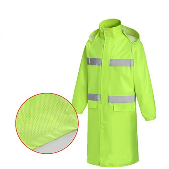 Hvyesh Raincoat Waterproof Long Rain Jacket Lightweight Rainwear Reflective with Packable Hood for Men Women Adults