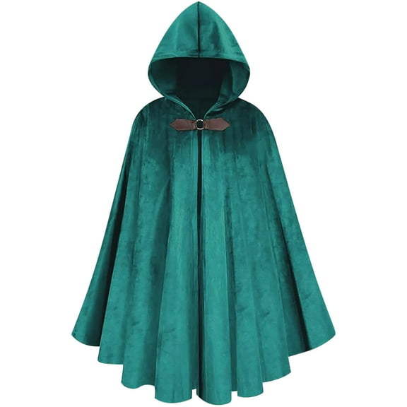 Hvyesh Renaissance Cloak with Hood Cape Medieval Hooded Cape for Men Women Halloween Witch Elf Costume Cosplay