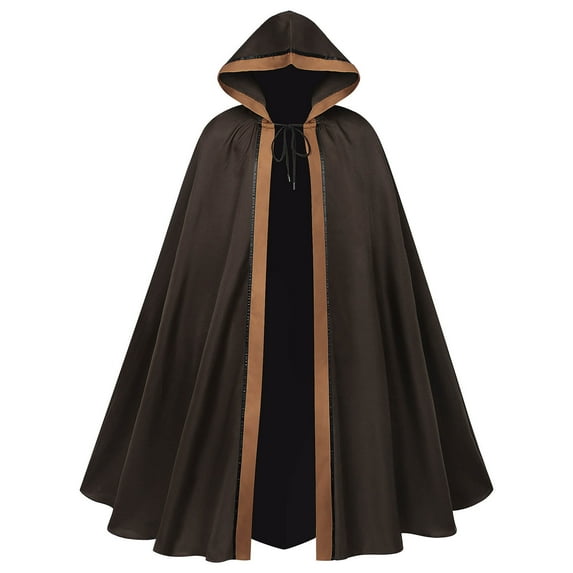 Hvyesh Renaissance Cloak with Hood Men Women,Medieval Velvet Cape Hobbit Halloween Costume Cosplay Wizard Witch Cloak