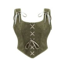 Hvyesh Renaissance Corset Tops for Women Vintage Floral Lace Up Boned Bustier Adjustable Straps Y2k Going Out Party Crop Top Army Green
