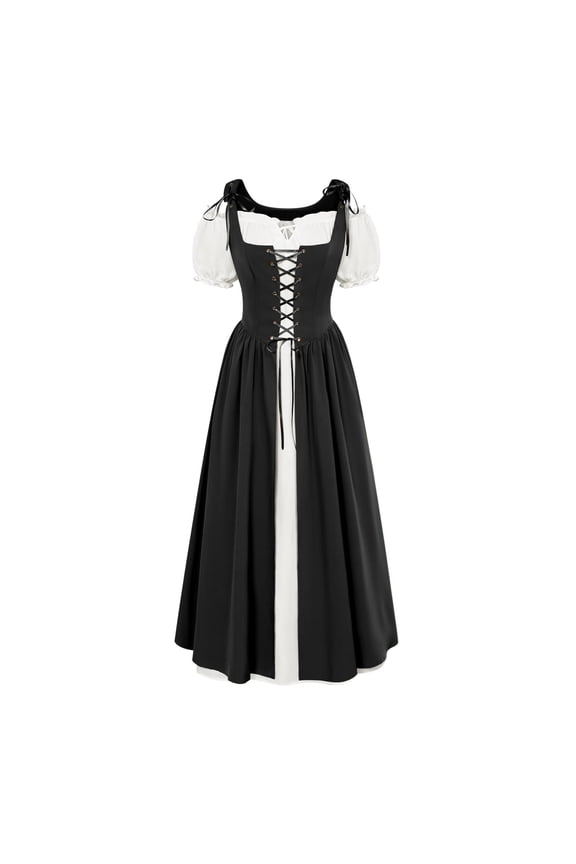 Renaissance Costume Women Medieval Dress Halloween Party Outfit Ren Fair Gown Short Sleeve Vintage Costume