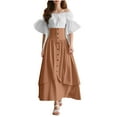 thumbnail image 1 of Hvyesh Renaissance Costume Women Medieval Victorian High Waisted Button Skirt Set, 1 of 8