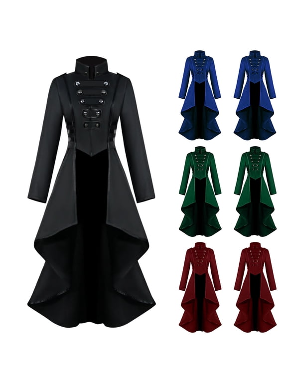 Renaissance Gothic Tailcoat Halloween Costumes for Women Men Medieval Steampunk Corset Victorian Tailcoat Jacket