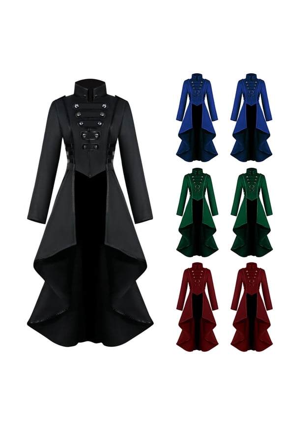 Renaissance Gothic Tailcoat Halloween Costumes for Women Men Medieval Steampunk Corset Victorian Tailcoat Jacket