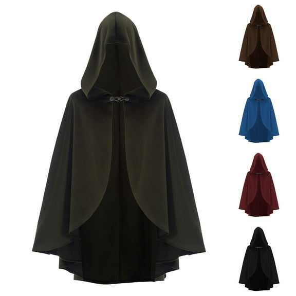 Hvyesh Renaissance Hooded Cape Victorian Capelet Medieval Cloak Halloween Cropped Robe