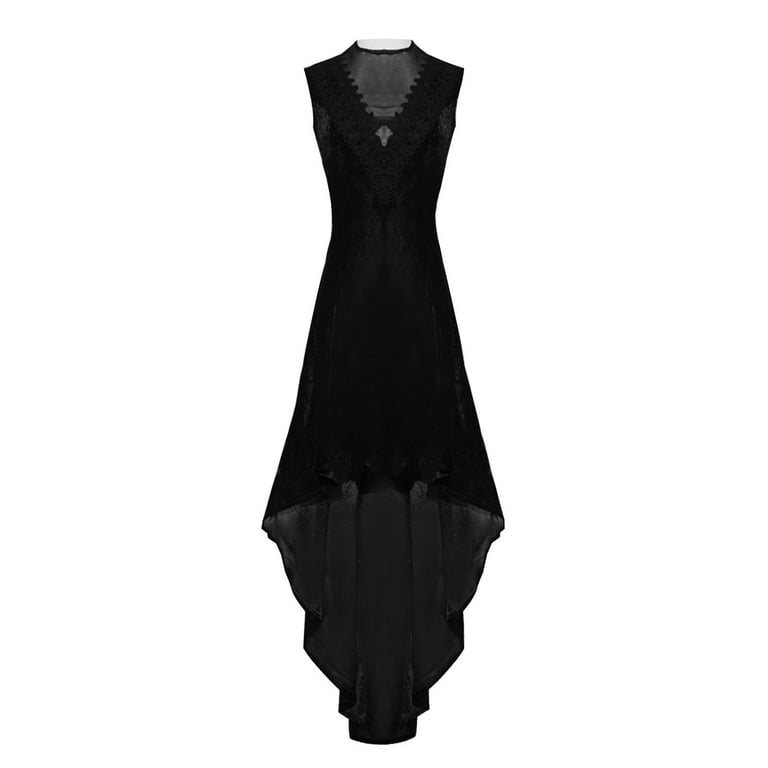 Hvyesh Renaissance Prom Dress for Women Vintage Sleeveless V Neck High Low  Hem Dress Halloween Costumes Gothic Dresses - Walmart.com