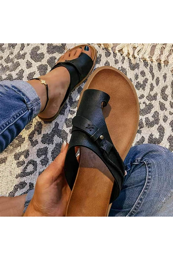 Sandals For Women Comfort Bunion Corrector Flat Shoes Orthopedic Toe Ring Slides Flip Flops