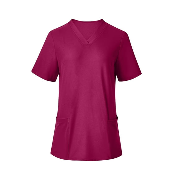 Hvyesh Scrub Top for Women Strecth Short Sleeve Scrub Shirts Slim Fit Solid V Neck Working Uniform Summer Workwear