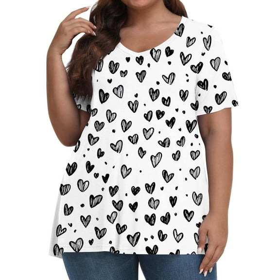 Hvyesh Short Sleeve Shirts for Women Plus Size Summer Tops Casual Tid Dye Print Blouses Regular Fit Tees 2025 Gangas