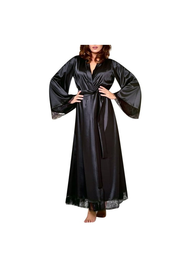 Silk Robes for Women Lace Long Satin Bride Bridesmaid Wedding Party Robes Lightweight Satin Bathrobes Sleepwear