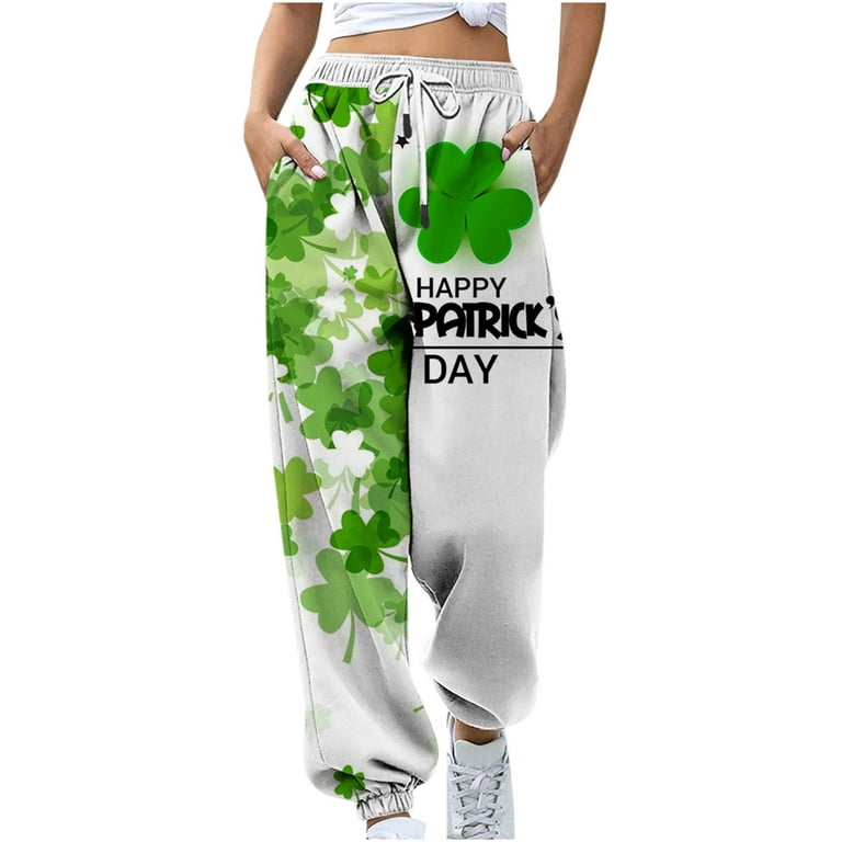 Hvyesh St. Patrick's Day Funny Sweatpants for Women Long Pant Casual  Holiday Party Pants,Black shirts for women Medium
