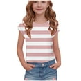 thumbnail image 1 of Hvyesh Striped T Shirts Kids Girls Summer Crewneck Shirts Casual Cape Sleeve Tunic Tops Tees 5-15 Years, 1 of 7