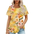 thumbnail image 1 of Hvyesh Summer Tops for Women 2025 Cute Floral Graphic Tee Shirt Dressy Round Neck Short Sleeve Tunic Pullover Petite Ladies Blouses, 1 of 6