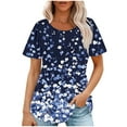 thumbnail image 1 of Hvyesh Summer Tops for Women 2025 Cute Floral Graphic Tee Shirt Dressy Round Neck Short Sleeve Tunic Pullover Petite Ladies Blouses, 1 of 6