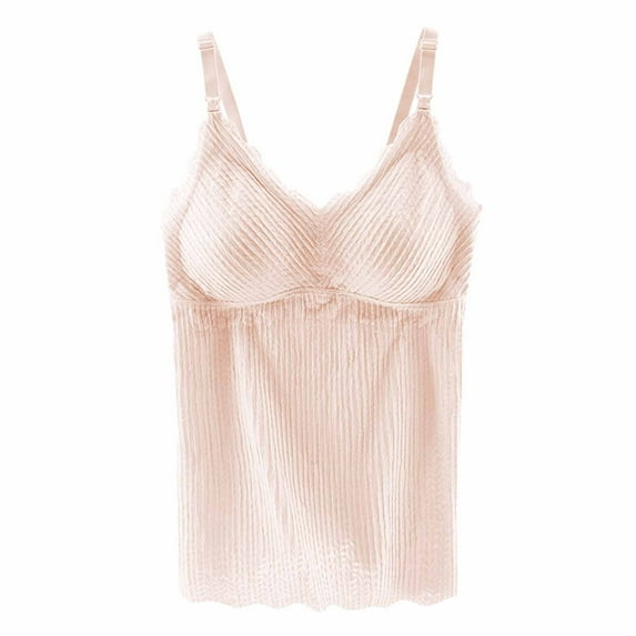 Hvyesh Support Nursing Tank Tops for Breastfeeding, Comfort Stretch Maternity Nursing Tank Top,Modert Vests Maternity Pajama Tops Nursing Cami Sleep Bra with Built in Bra M-2XL