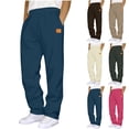 thumbnail image 1 of Hvyesh Sweat Pants for Mens Baggy Wide Leg Sweatpants Drawstring Elastic Waist Open Bottom Fleece Trousers with Pockets, 1 of 4