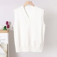 thumbnail image 1 of Hvyesh Sweater Vests for Women Classic V Neck Sleeveless Knit Sweater Cardigan Plus Size Knitted Sweater Jacket White,S, 1 of 7