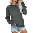 thumbnail image 1 of Hvyesh Sweatshirts for Women Long Sleeve Crewneck Sweatshirt Fall Solid Color Pullover Tops Fashion Holiday Clothings, 1 of 4