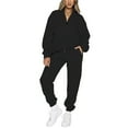 thumbnail image 1 of Hvyesh Sweatsuits for Women Set 2 Piece Workout Going Out Outfits Long Sleeve Quarter Zip Mock Neck Sweatshirts Sweatpants,Lounge Sets for Women Black XXL, 1 of 6
