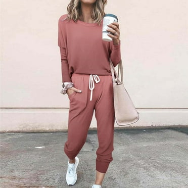 Hvyesh Sweatsuits Womens Loungewear Set Tracksuit Long Sleeve Pajamas Set with Pockets 2 Piece Outfits Lounge Sets S-5XL