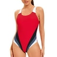 thumbnail image 1 of Hvyesh Swimsuit Clearance Womens One Piece Swimsuits Color-Block Cutout Back Bathing Suit Tummy Control Ruched Swimwear Red, 1 of 7