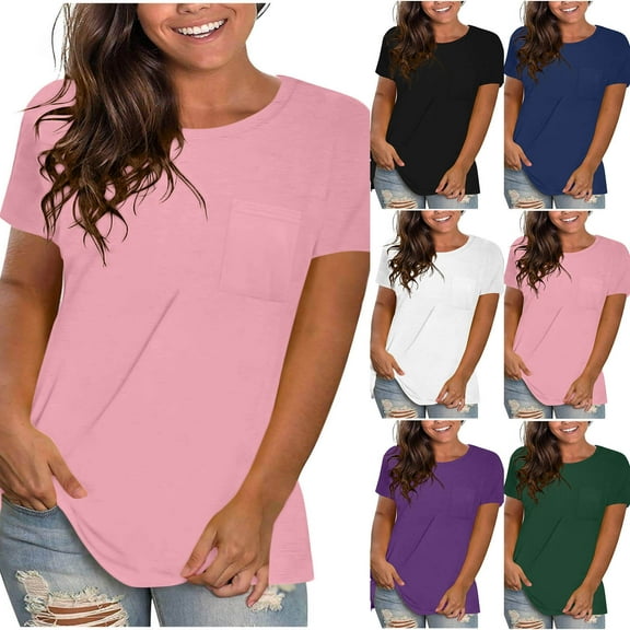 Hvyesh T-Shirts for Women Short Sleeve Basic Tees Soft Crew Neck Trendy Summer Tops for Casual Outfits 2026