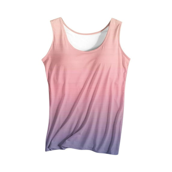 Hvyesh Tank Top with Built in Bra for Women Summer Tid Dye Camisoles Basic Shirts Racerback Fitted Tanks Cami Tops
