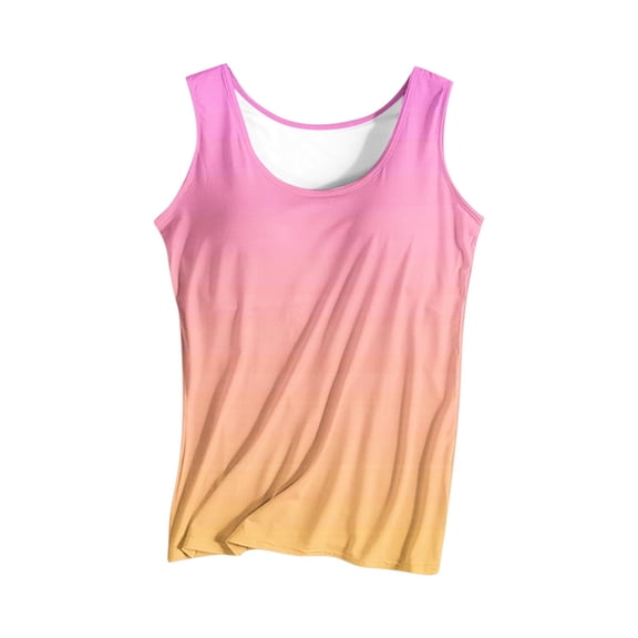 Hvyesh Tank Top with Built in Bra for Women Summer Tid Dye Camisoles Basic Shirts Racerback Fitted Tanks Cami Tops