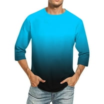 Hvyesh Tie Dye Shirts Mens Big and Tall 3/4 Length Tshirts Jersey Baseball Gradient Tshirt Crew Neck Casual Soft Regular Fit Tees
