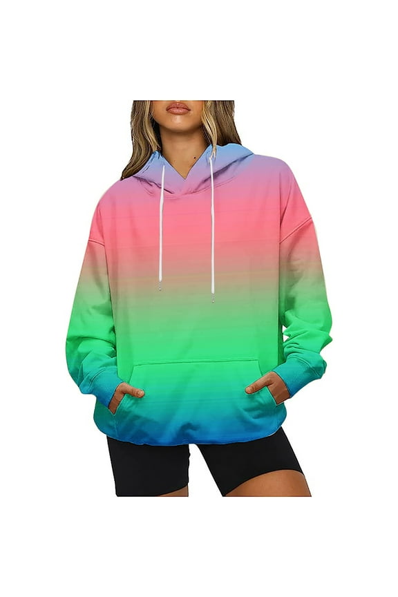 Tie Dye Sweatshirts for Women Drawstring Hooded Sweatshirts Fall Long Sleeve Hoodie 2024 Casual Pullover