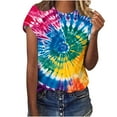 thumbnail image 1 of Hvyesh Tie Dye T Shirts for Women Rainbow Shirts Funny Short Sleeve Tops Casual Going Out Blouses Tee, 1 of 5